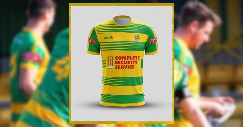 runcorn linnets fc 2023-24 home shirt in green and yellow